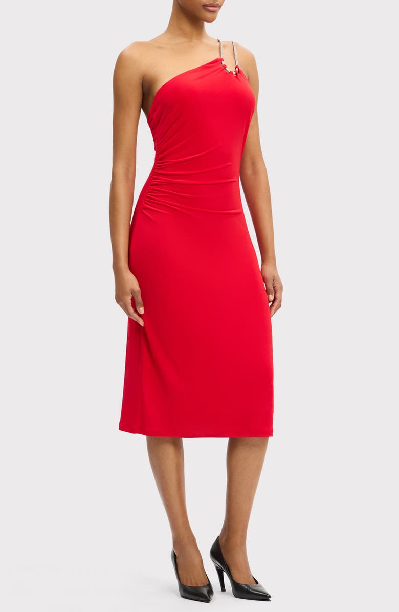 Herve Leger Strappy Jersey Midi Dress, Alternate, color, Cardinal