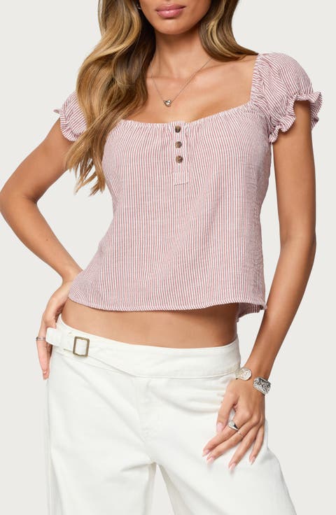 Rhory Pinstripe Puff Sleeve Top