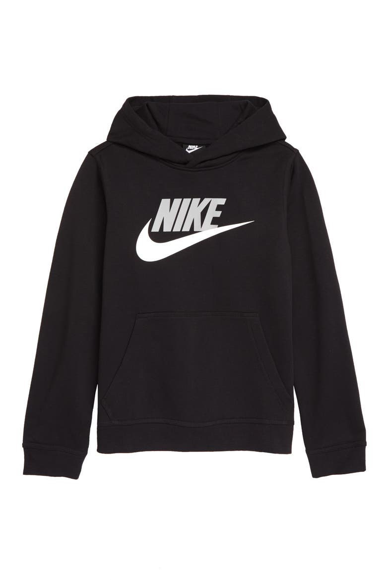 Sportswear Club Fleece Hoodie, Main, color, BLACK/ LT SMOKE GREY