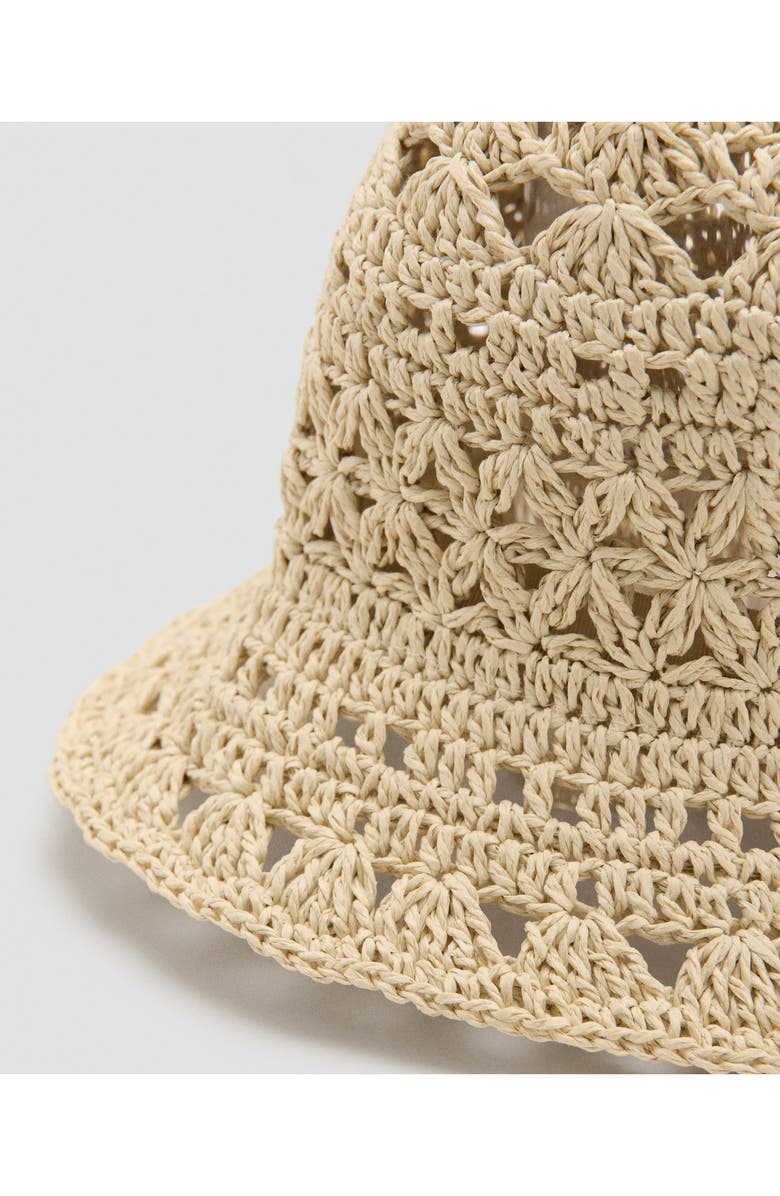 MANGO TEEN Woven Straw Bucket Hat, Alternate, color, Beige