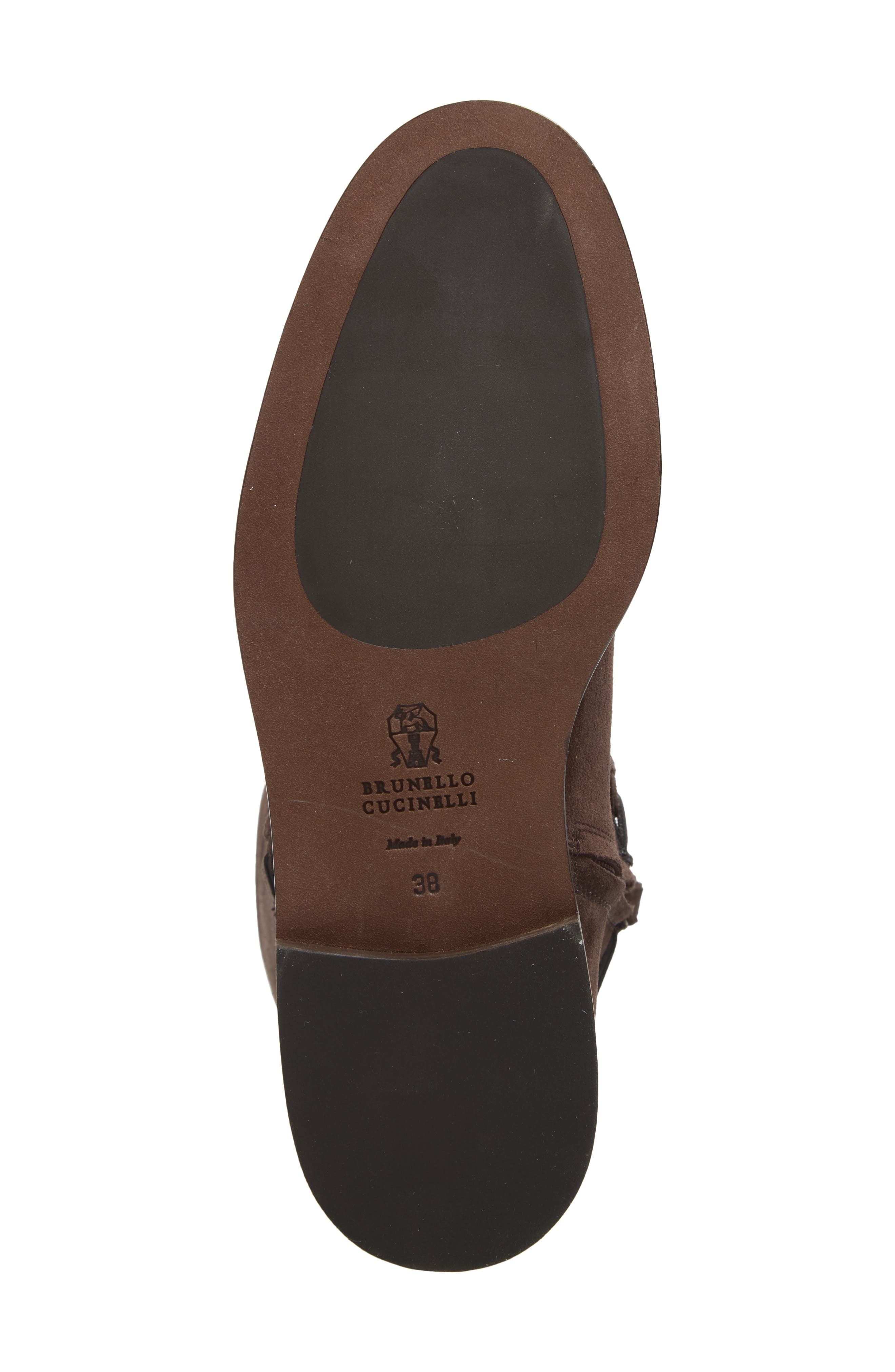 Brunello Cucinelli Monili Trim Tall Suede Riding Boot, Alternate, color, C9795 Pepper