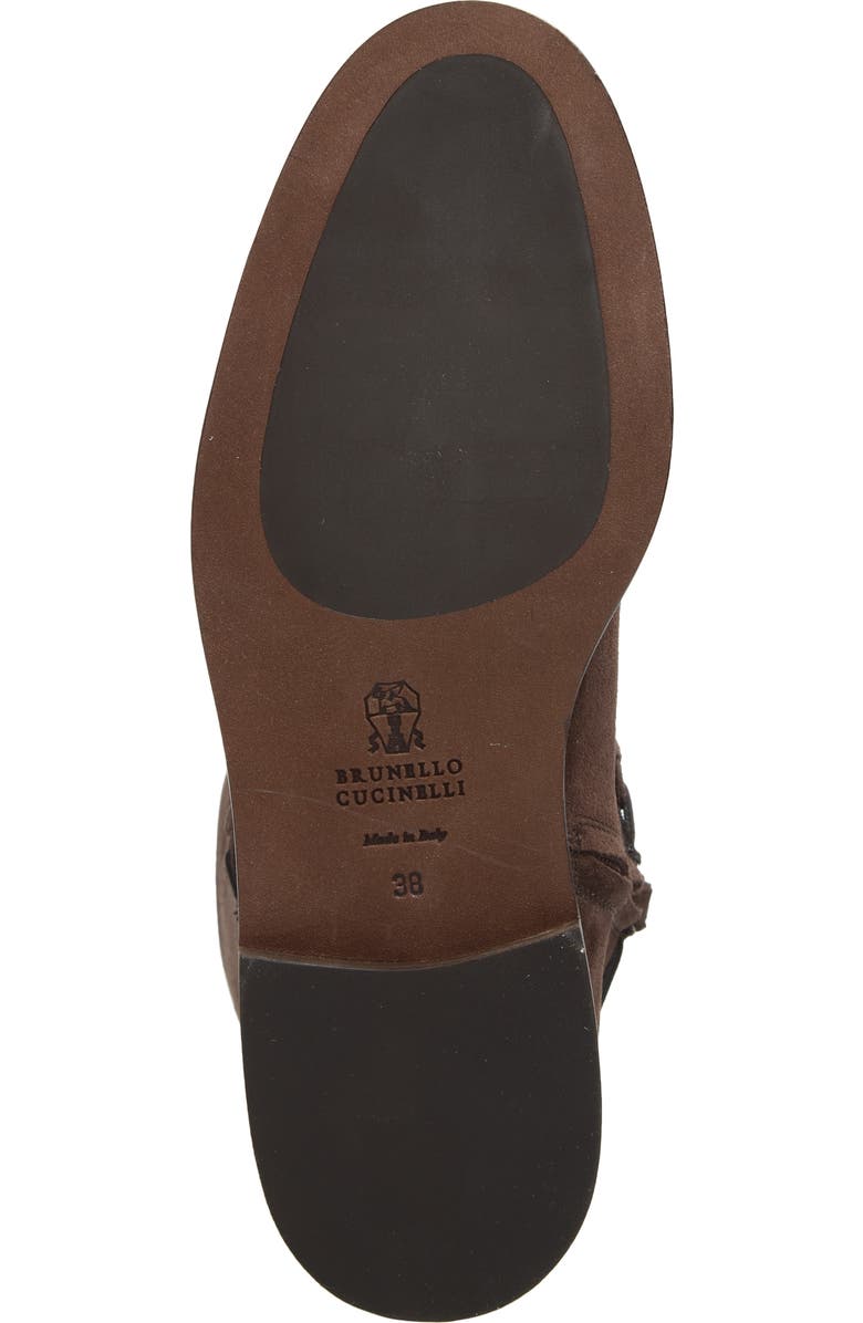 Brunello Cucinelli Monili Trim Tall Suede Riding Boot, Alternate, color, C9795 Pepper