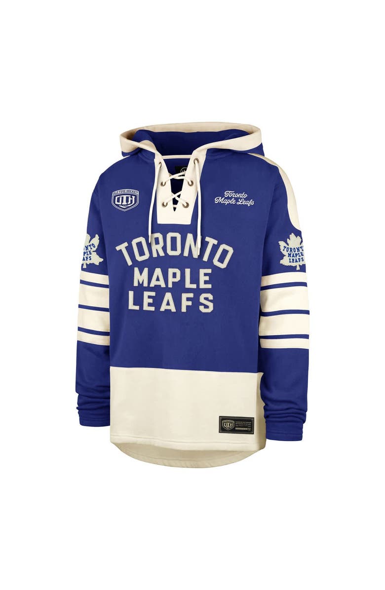 '47 Men's '47  Blue Toronto Maple Leafs Blue Line Heritage Lacer Pullover Hoodie, Alternate, color, 