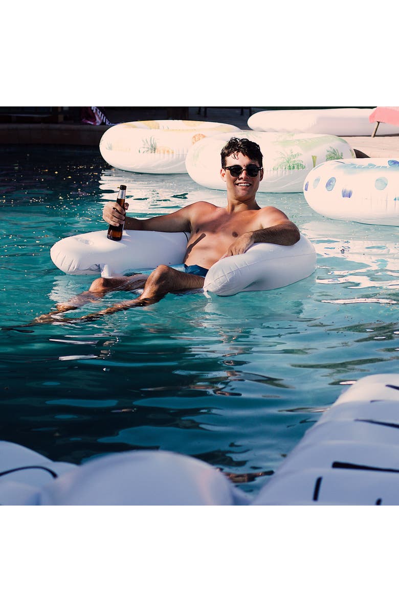 Rae Dunn Drift Away Chair Lounger 55 inch x 36 inch Water & Pool, Alternate, color, White