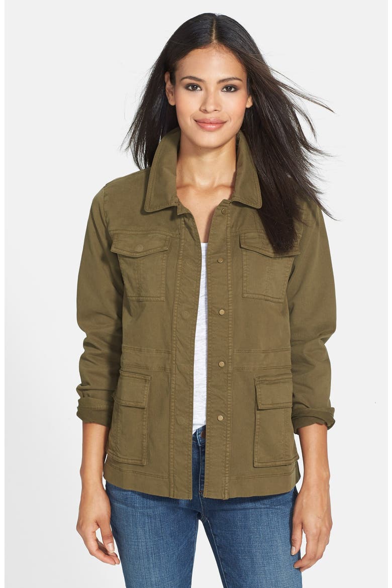 The Fisher Project Classic Collar Stretch Twill Jacket, Main, color, OLIVE