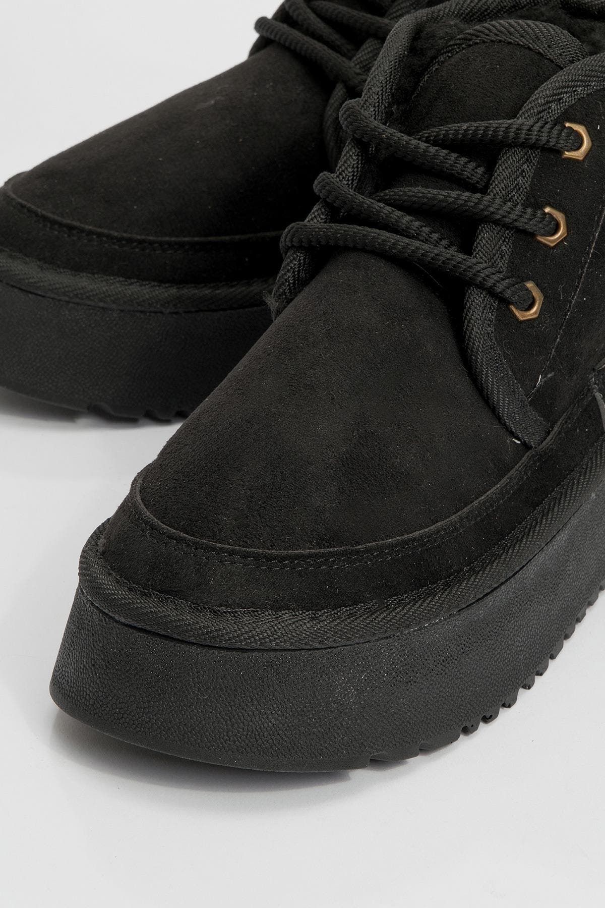 Prologue Shoes Ovela Chunky Boot, Alternate, color, Black Suede Faux Leather