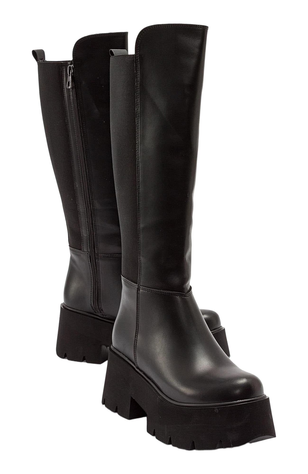 Prologue Shoes Solo Platform Boot, Main, color, Black Faux Leather