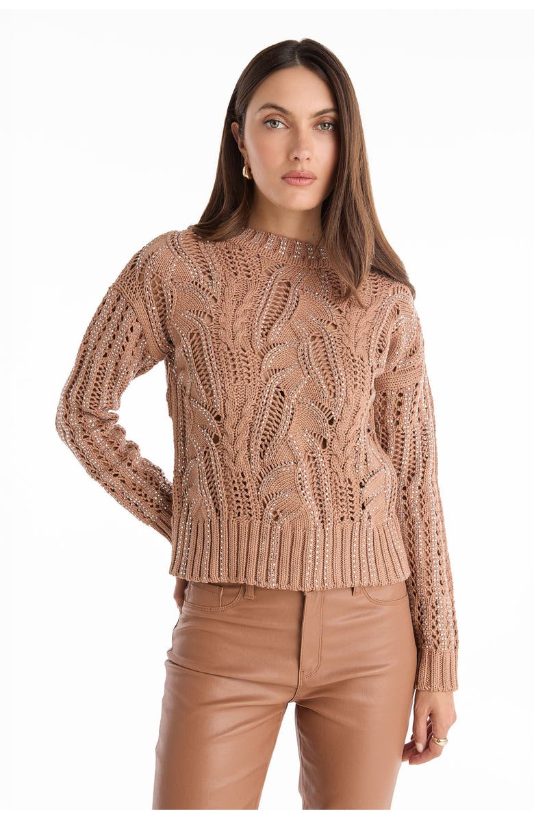 The Noli Shop Elea Crystal Knit Sweater, Main, color, Mocha