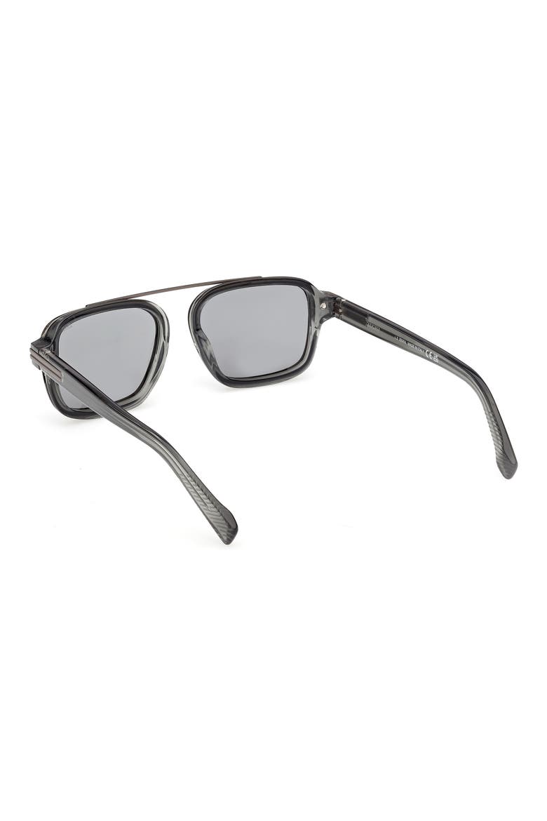 55mm Geometric Sunglasses, Alternate, color, TRANSPARENT GREY / RUTHENIUM
