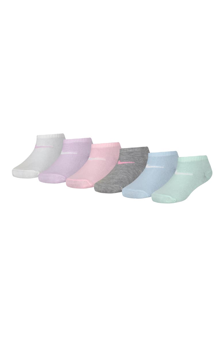 Kids' Metallic Swoosh Cushioned Ankle Socks, Main, color, DOLL