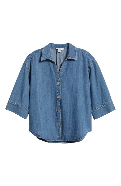 Kindell Cotton Denim Button-Up Shirt