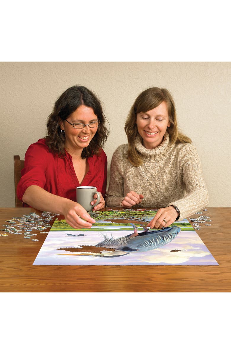 Cobble Hill Heron 1000 Piece Puzzle Heron with Reference Poster, Alternate, color, Multicolored