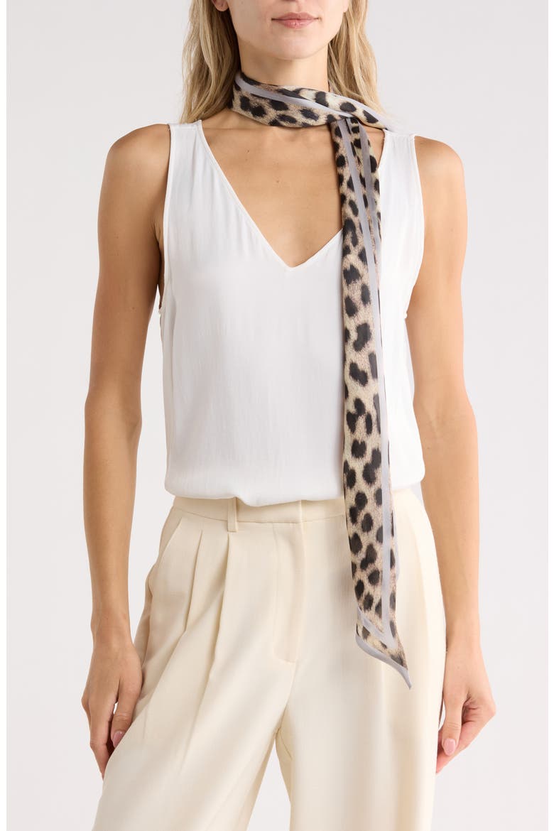 Leopard Print Slim Scarf, Main, color, SNOW LEOPARD