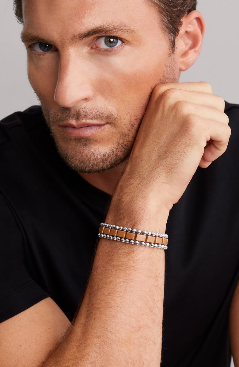 LAGOS Men's Anthem Ceramic Link Bracelet, Alternate, color, Tan