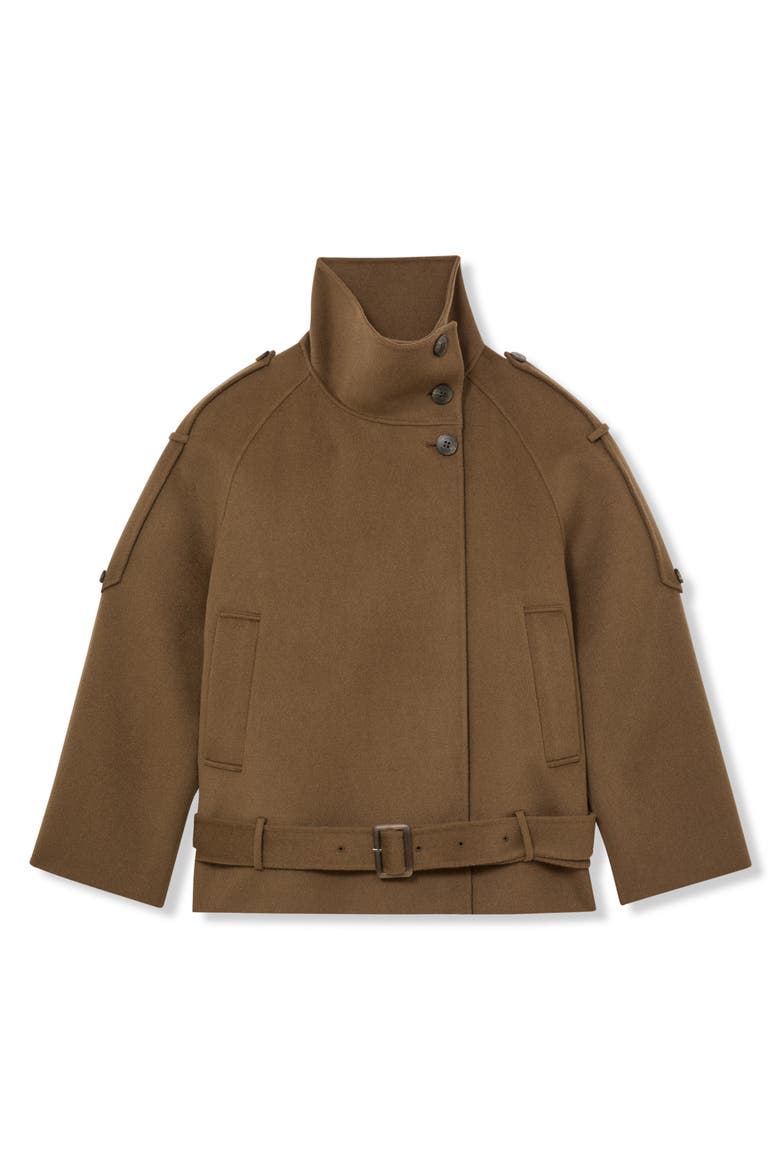 Lea Belted Wool Blend Coat, Alternate, color, KHAKI GREEN