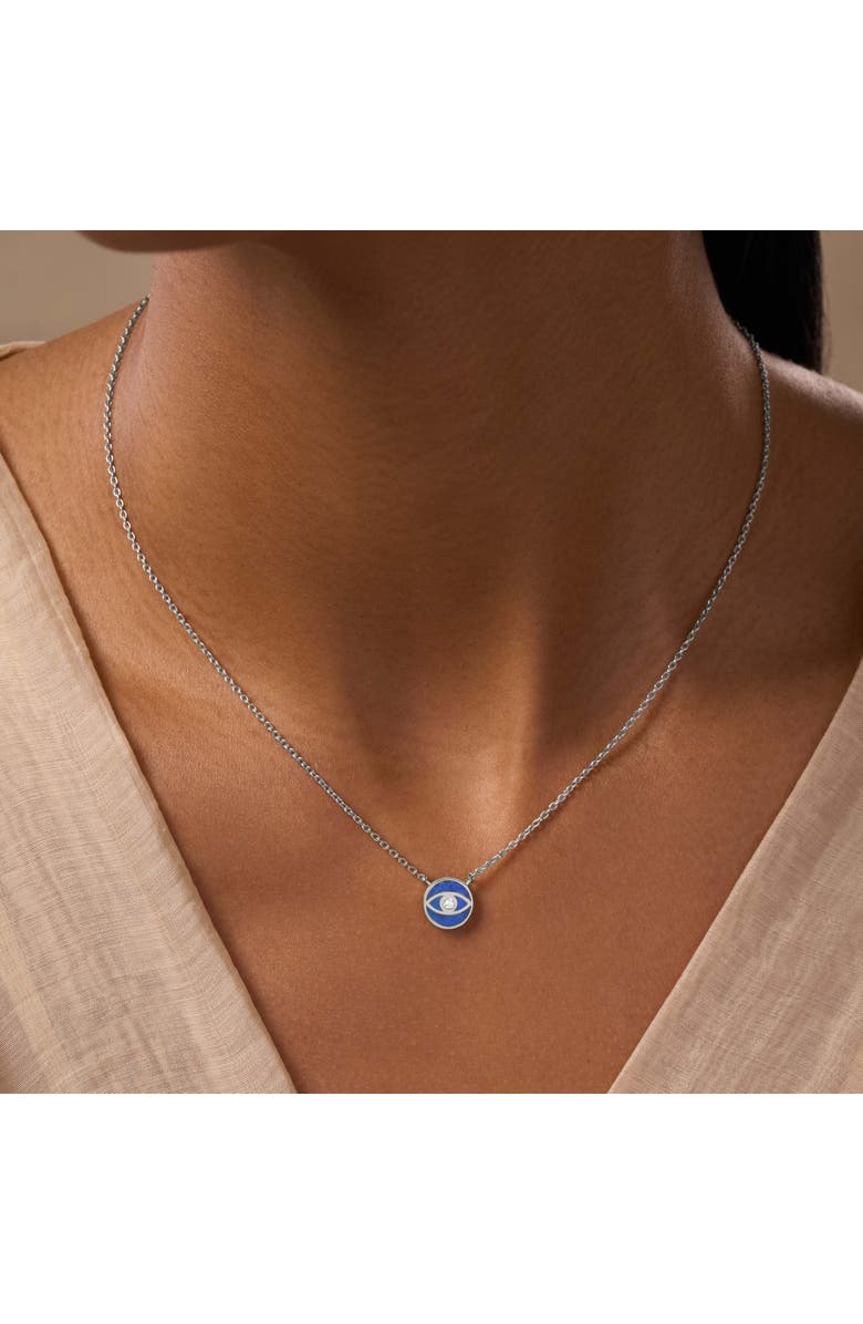 Karma and Luck Universal Vibrations Lapis Lazuli Evil Eye Necklace, Alternate, color, Silver/Navy Blue