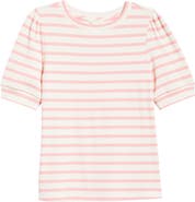 Caslon® Stripe Elbow Sleeve Cotton Knit Top