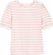Caslon® Stripe Elbow Sleeve Cotton Knit Top