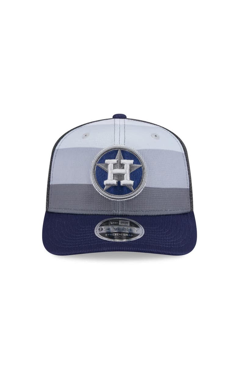 New Era Men's New Era  Gray/Navy Houston Astros 2025 Batting Practice 9SEVENTY Stretch-Snap Trucker Hat, Alternate, color, 