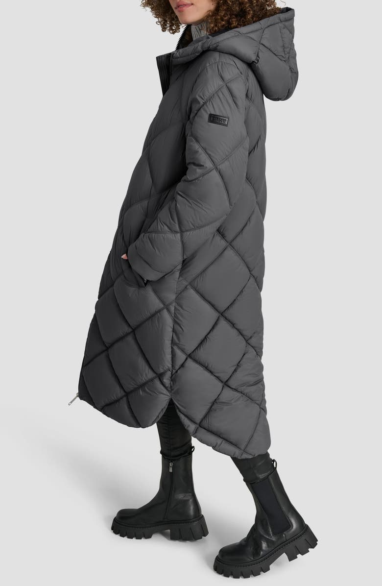 DKNY Diamond Quilted Puffer Coat, Alternate, color, Titan