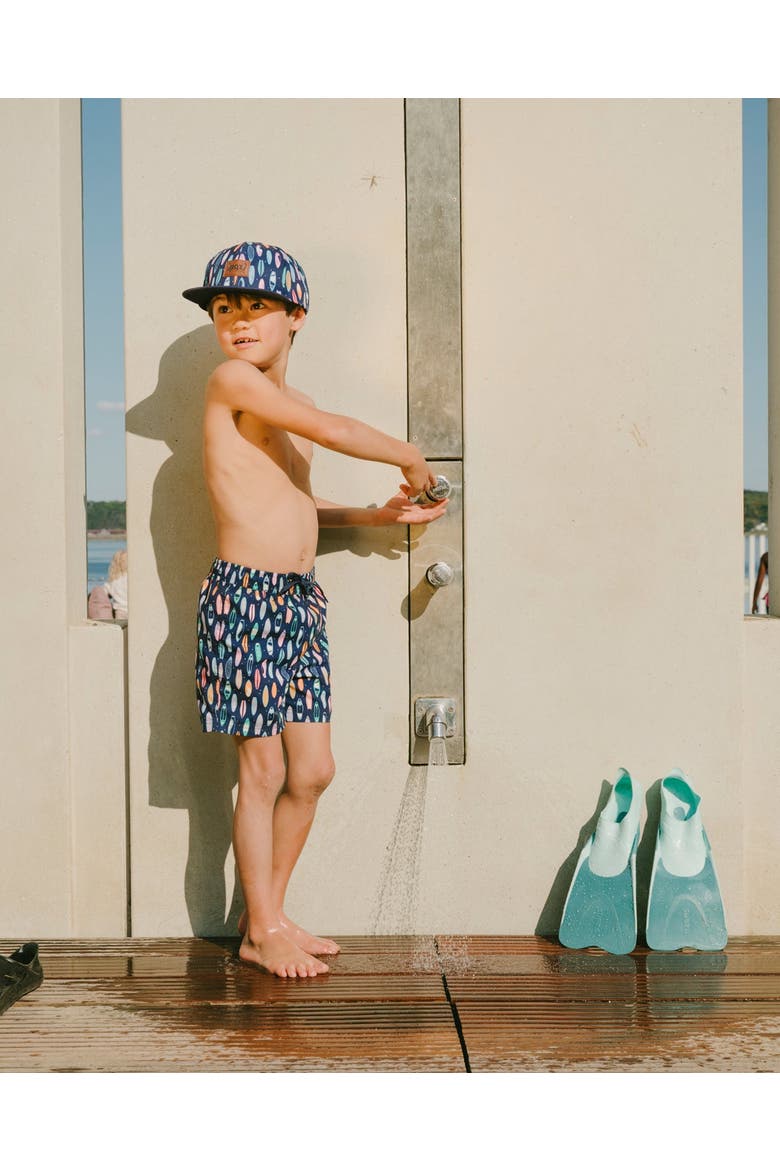 Mid Thigh Surfboard Boardshorts, Alternate, color, Blue Printed Surfboards