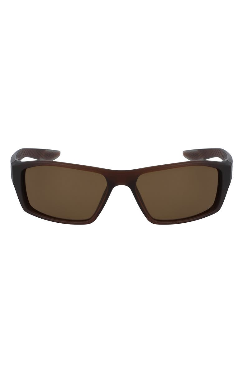 Nike 59mm Brazen Shadow Rectangle Sunglasses, Main, color, Matte El Dorado Black Brown
