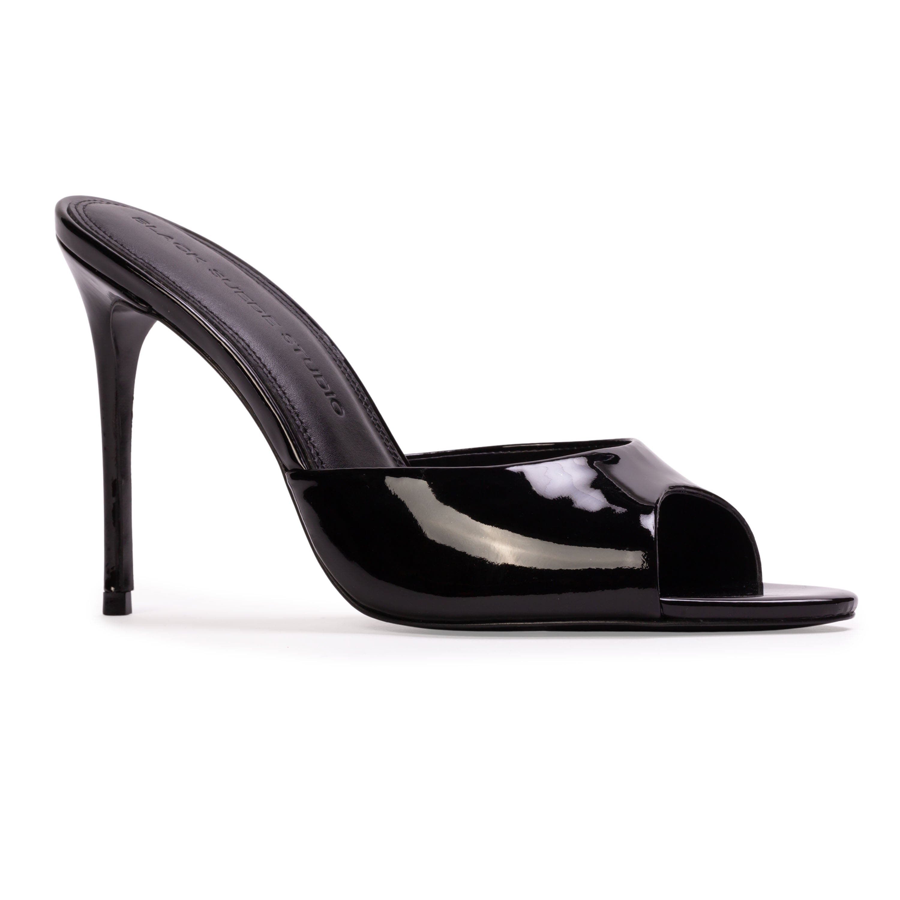 BLACK SUEDE STUDIO Jazz 100 Patent Mule, Alternate, color, Black Patent Leather