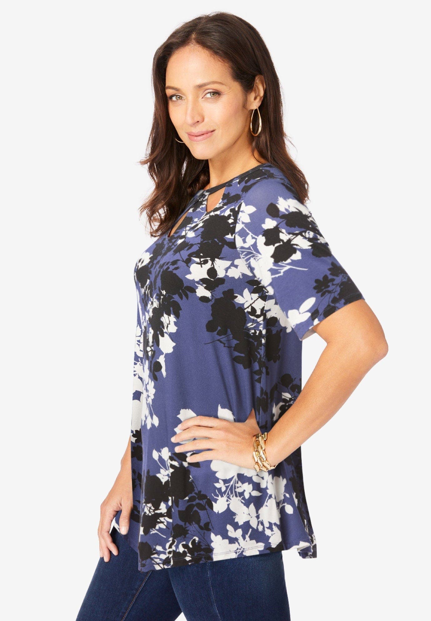Stretch Knit Cutout Swing Tunic - image 2