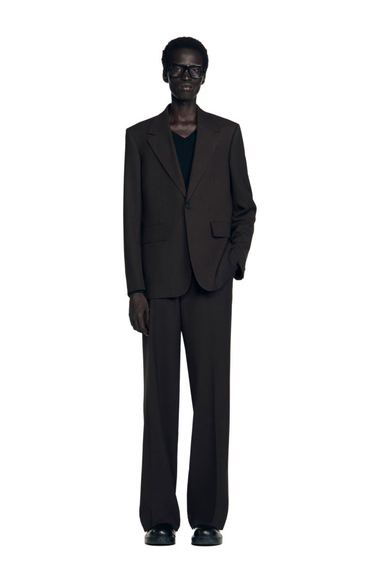 SANDRO Wool suit jacket, Alternate, color, Chocolate