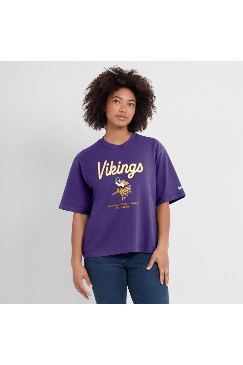 Women's Nike Purple Minnesota Vikings Essential Script Relaxed Boxy T-Shirt, Main, color, Purple