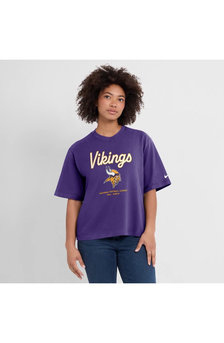 Nike Women's Nike Purple Minnesota Vikings Essential Script Relaxed Boxy T-Shirt, Main, color, Purple