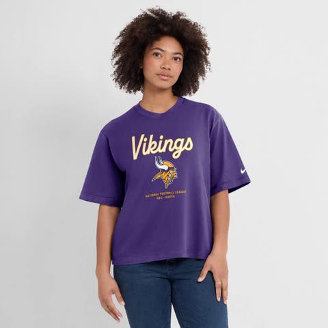 Women's Nike Purple Minnesota Vikings Essential Script Relaxed Boxy T-Shirt