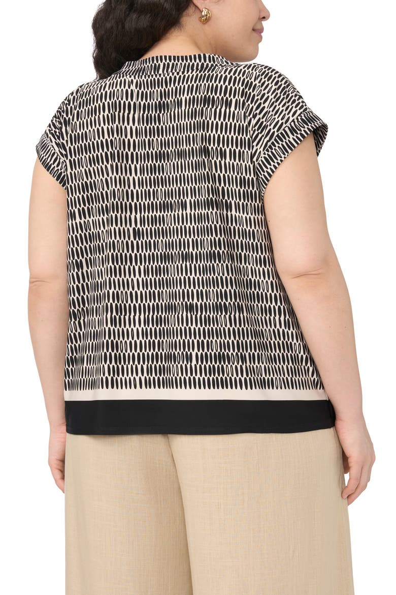 Geometric Print Crepe Top, Alternate, color, RICH BLACK