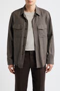 Canali Relaxed Fit Linen Overshirt