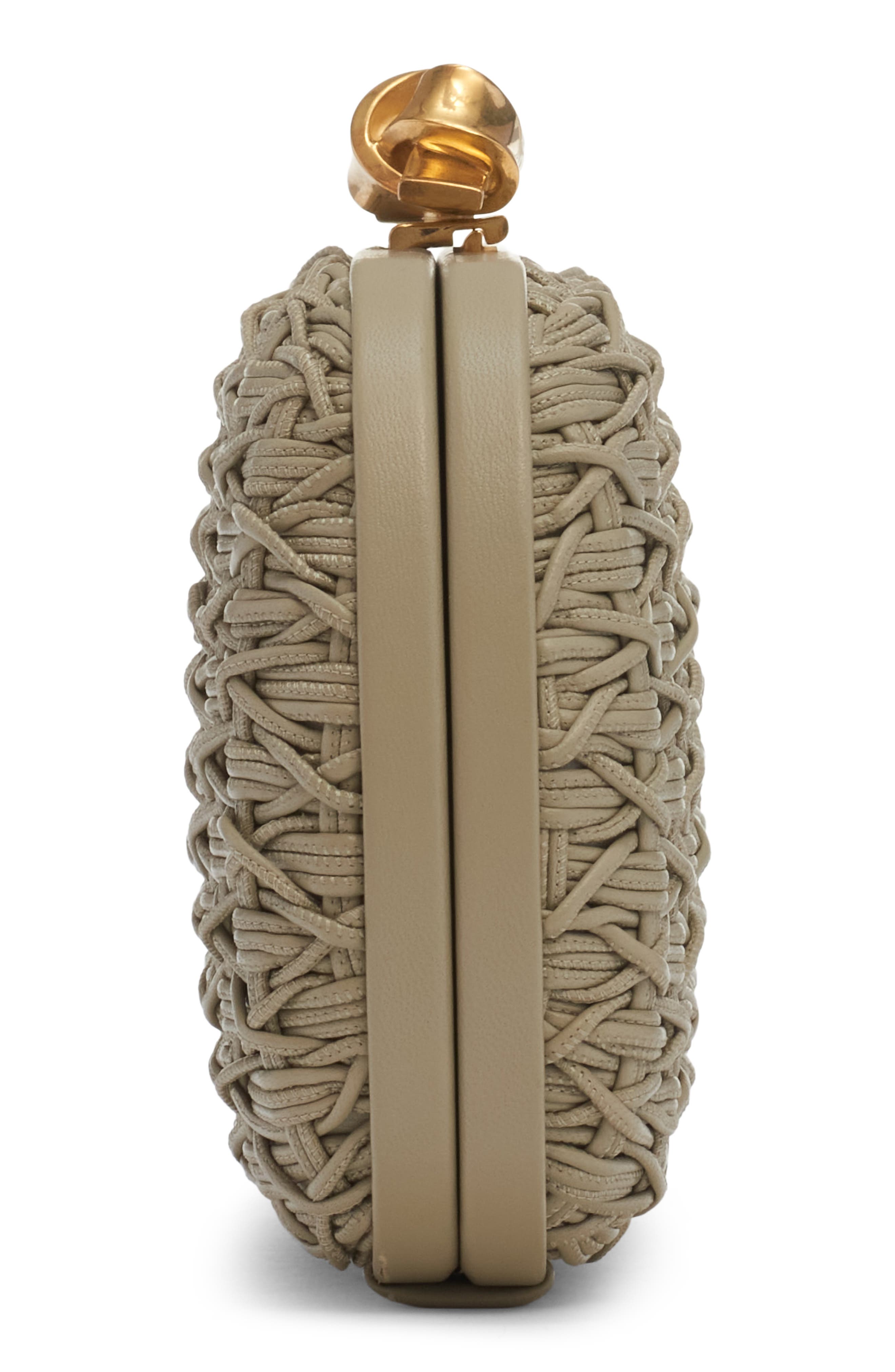 Knot Intreccio Wicker Effect Leather Minaudière, Alternate, color, 2998 TRAVERTINE-BRASS VIBRATO