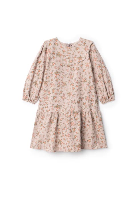 Floral Print Woven Dress with Invisible Zipper and Elastic at Cuffs (Toddler, Little Kid & Big Kid)