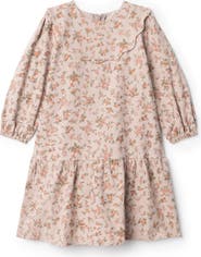 Posie & Pistachio Floral Print Woven Dress with Invisible Zipper and Elastic at Cuffs