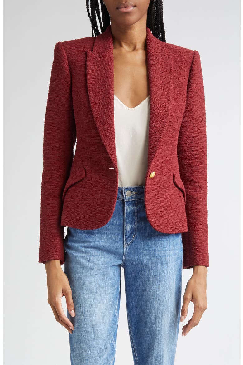 Jennah Tweed Blazer, Main, color, SYRAH/ PINK MULTI ROCOCO