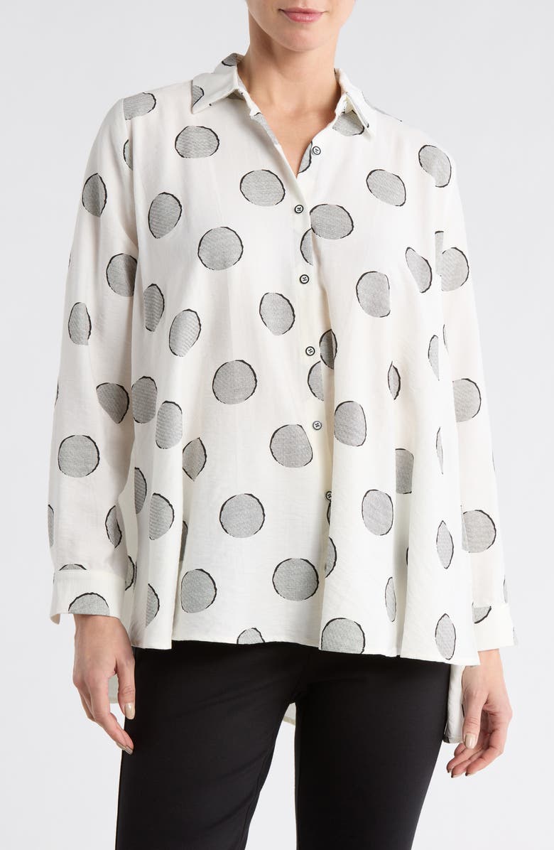 PATRIZIA LUCA Dot Button Down Shirt, Main, color, White