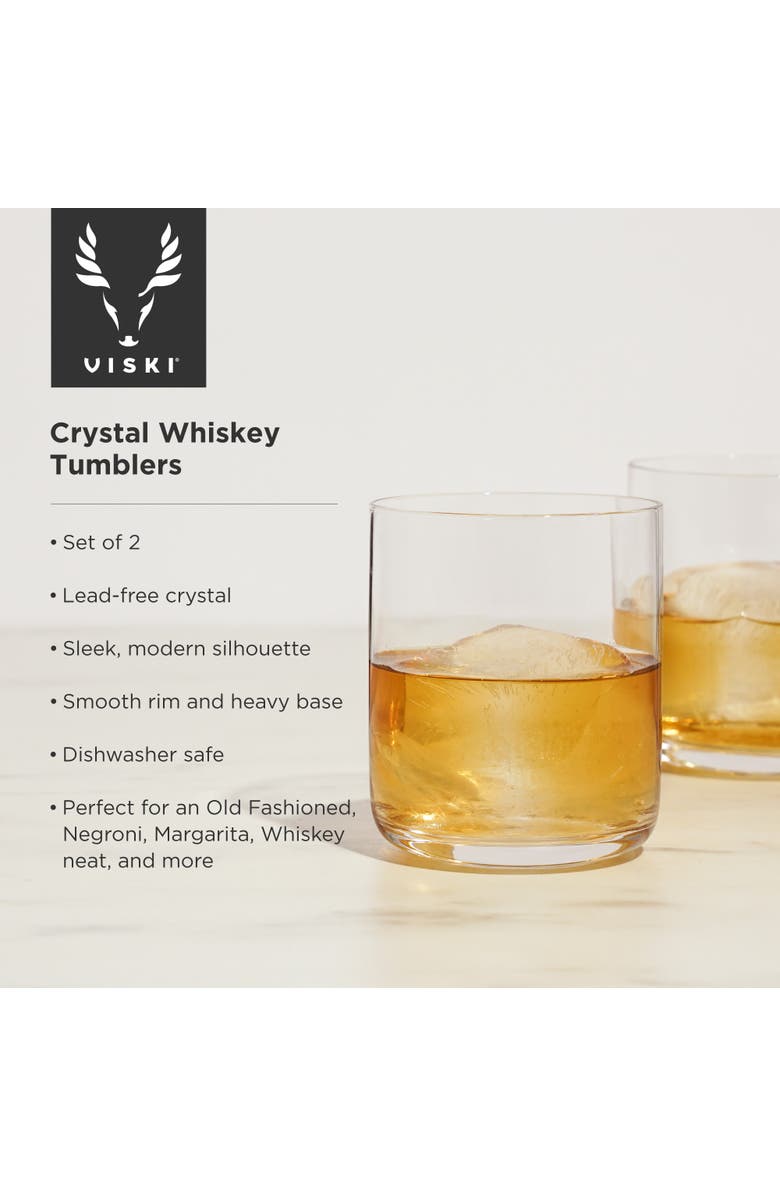 Viski Raye Crystal Whiskey Tumblers Set of 2, Alternate, color, Clear