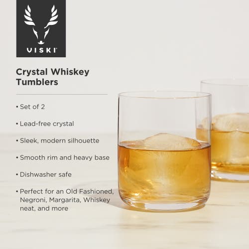 Viski Raye Crystal Whiskey Tumblers Set Of 2 In Clear