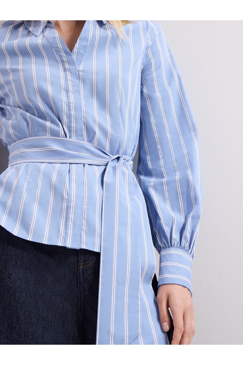 Collared Statement-Belt Shirt, Alternate, color, Blue