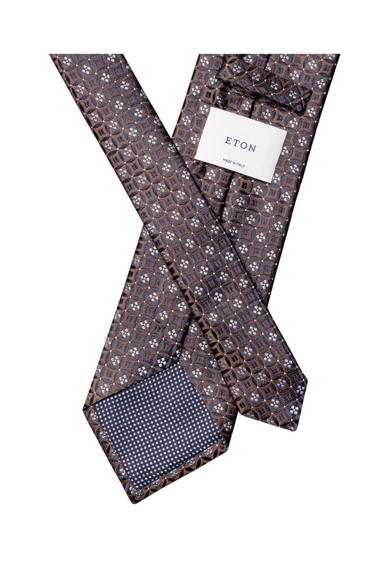 Floral Medallion Silk Tie, Alternate, color, MEDIUM BROWN