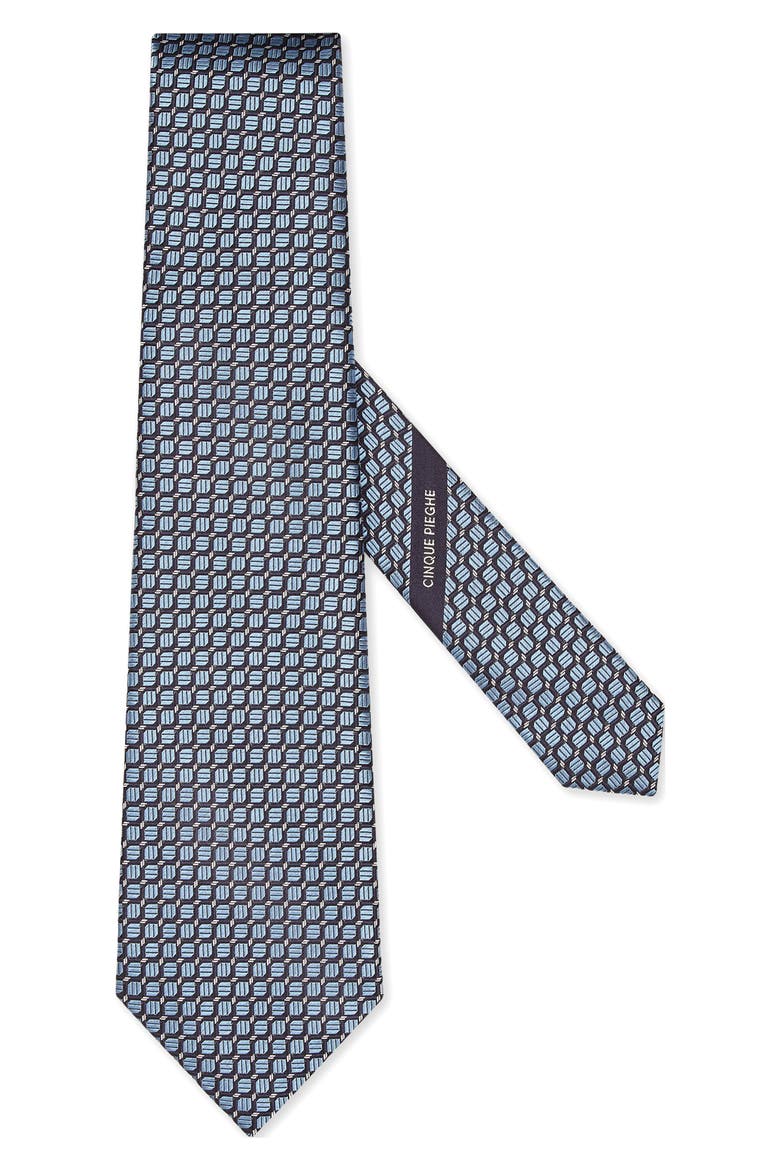 Micro Geo Mulberry Silk Tie, Main, color, LIGHT BLUE