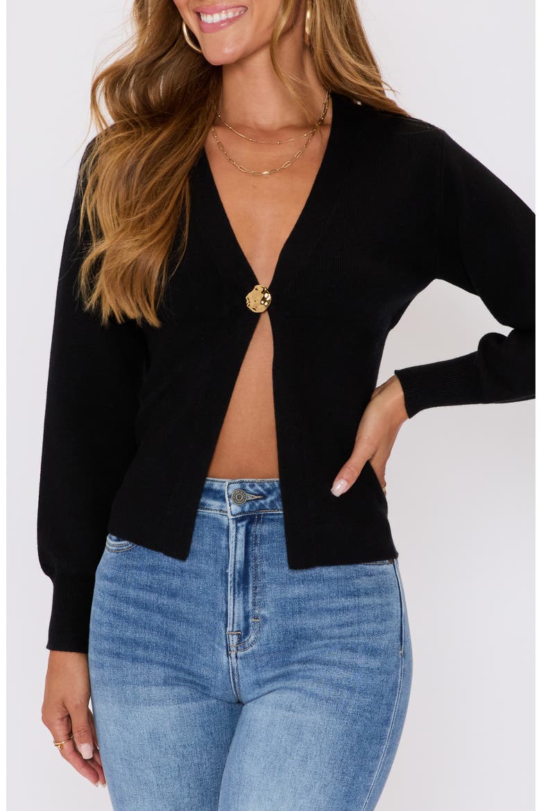 Sonoma Hammered Button Statement Cardigan, Alternate, color, BLACK