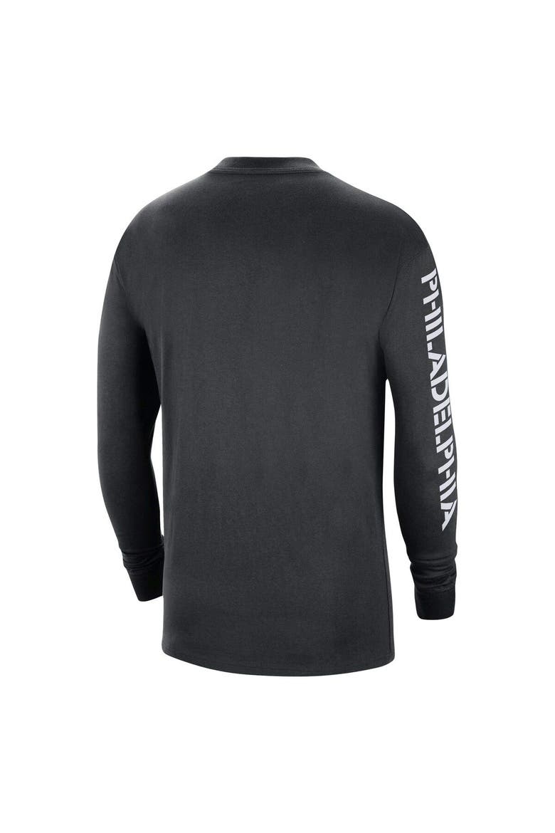 Men's Jordan Brand Black Philadelphia 76ers Courtside Max 90 Vintage Wash Statement Edition Long Sleeve T-Shirt, Alternate, color, Black