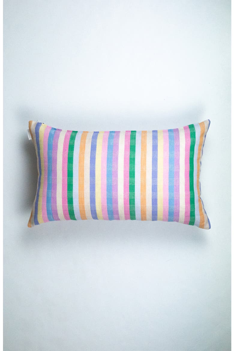 Handwoven Classic Striped Rectangle Cotton Throw Pillow, Main, color, Multi