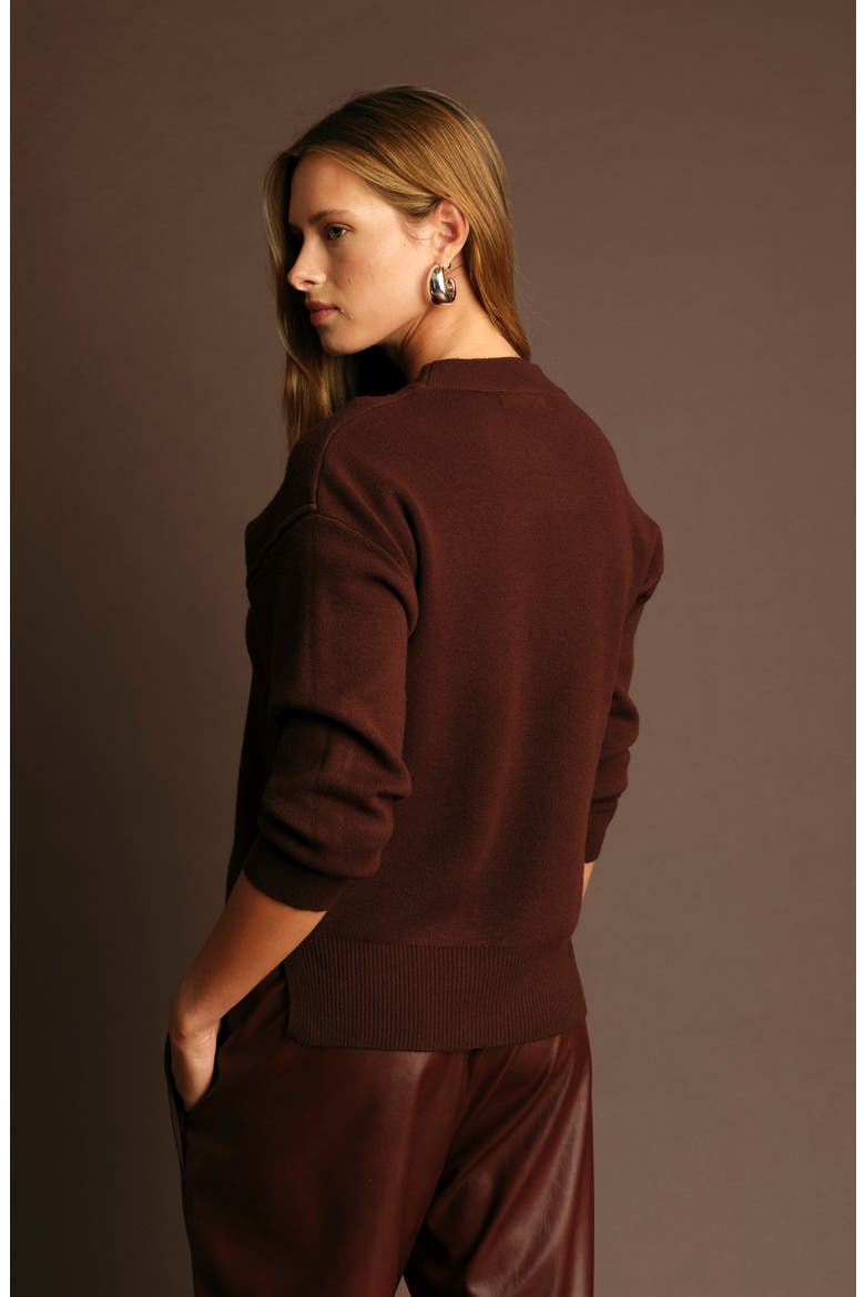 Dan Seamed Crewneck Sweater, Alternate, color, CACAO