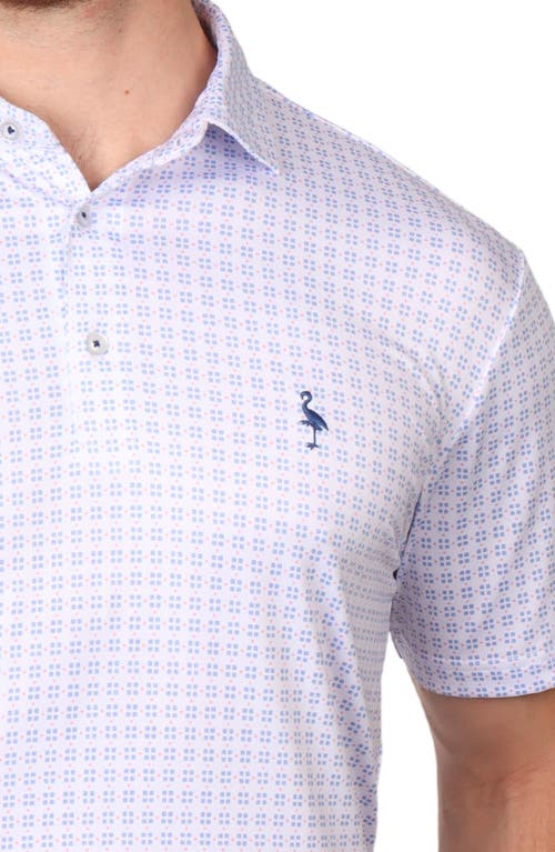 Tailorbyrd Square Print Performance Polo In Dove White