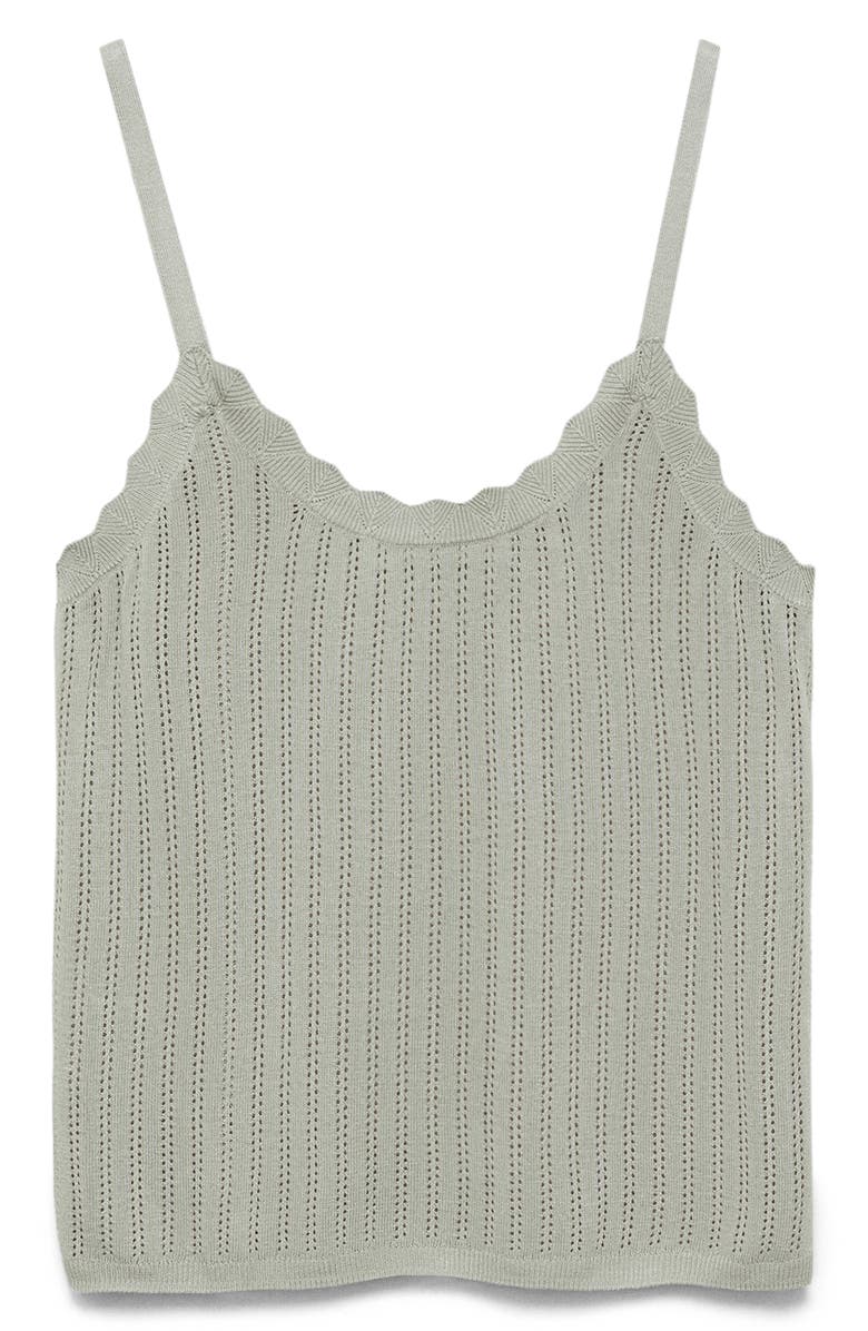 MANGO Pointelle Lounge Camisole, Main, color, Aqua Green